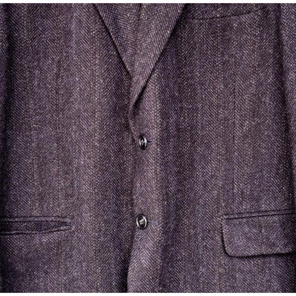 Bert Pulitzer Blazer 44R Blue Brn Herringbone 100% Lambs Wool Suit Coat Jacket - Picture 7 of 8
